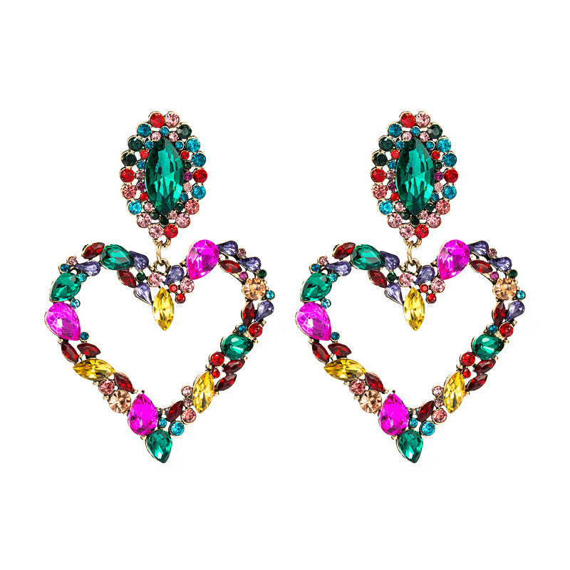 Alloy Color Full Diamond Female Fashion Earrings