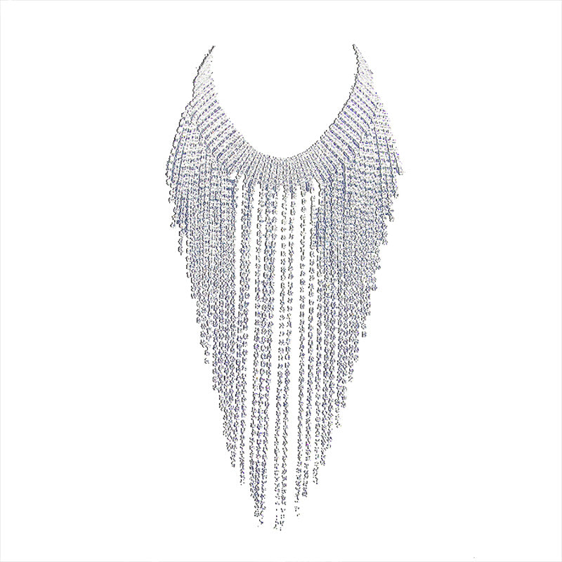 Fashion Rhinestone Flamboyant Collarbone Tassel Performance Necklaces