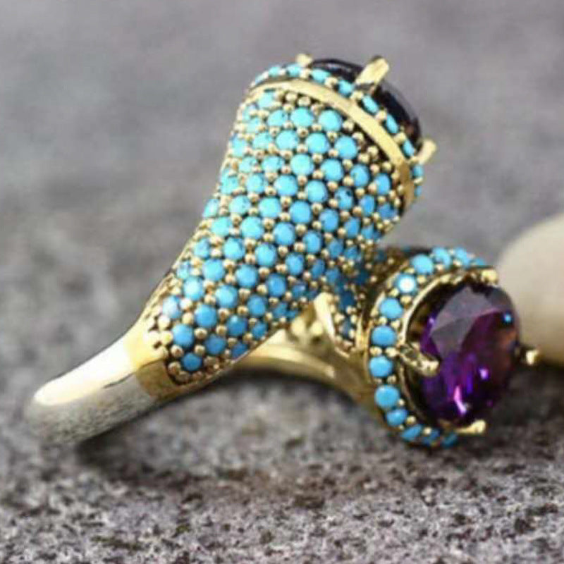 Ornament S-shaped Fashion Simple Inlaid Purple Rings