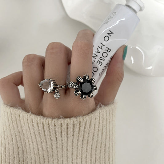 Buckle Hollow Jeweled Cold Fashion Trendy Rings