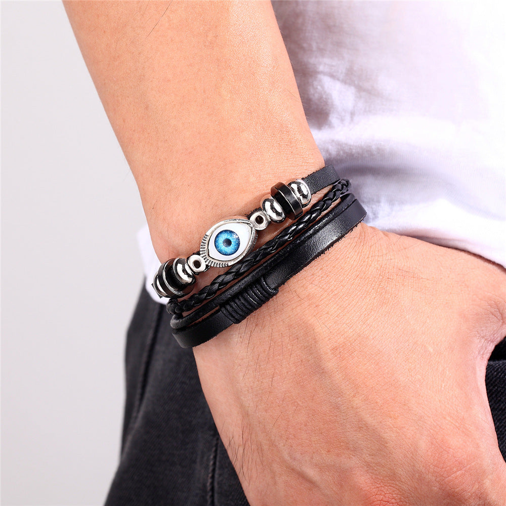 Men's Devil's Eye Width Pair Of Buckles Bracelets