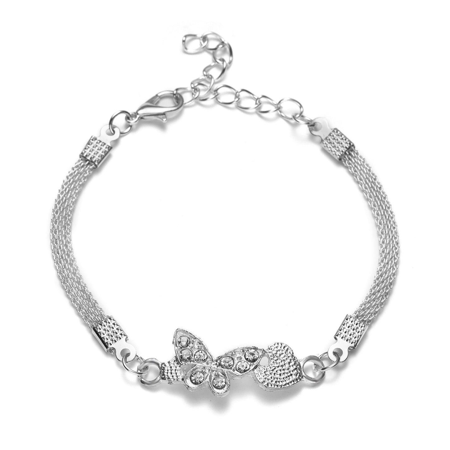 Word Infinity Sier Plated Creative Diamond Simple Bracelets