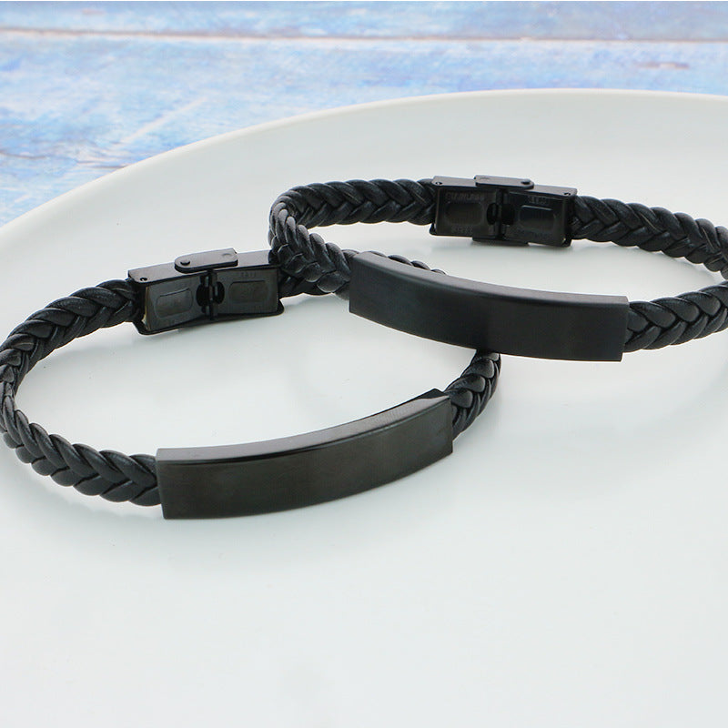 Bracelets de mode en acier et titane pour femmes, hommes et cuir