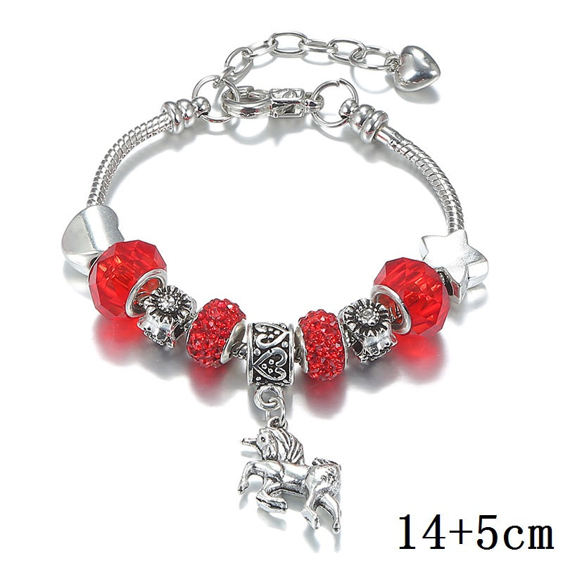 Damen- und Herren-Armbänder mit Kristall-Einhorn-Ornament und Schlange