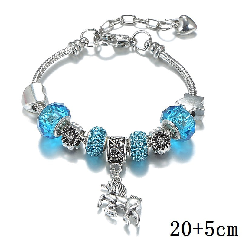 Damen- und Herren-Armbänder mit Kristall-Einhorn-Ornament und Schlange