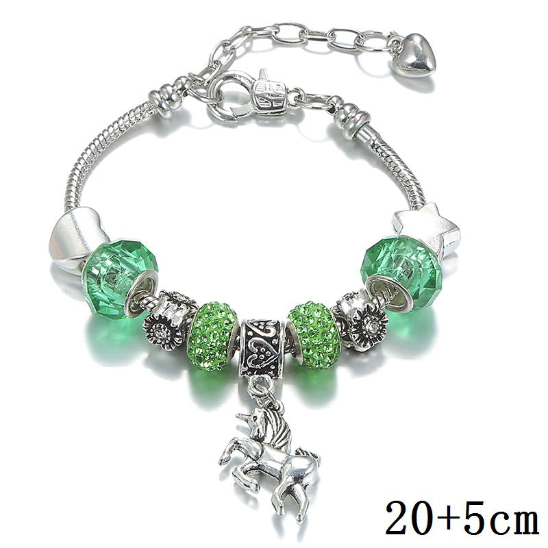 Damen- und Herren-Armbänder mit Kristall-Einhorn-Ornament und Schlange