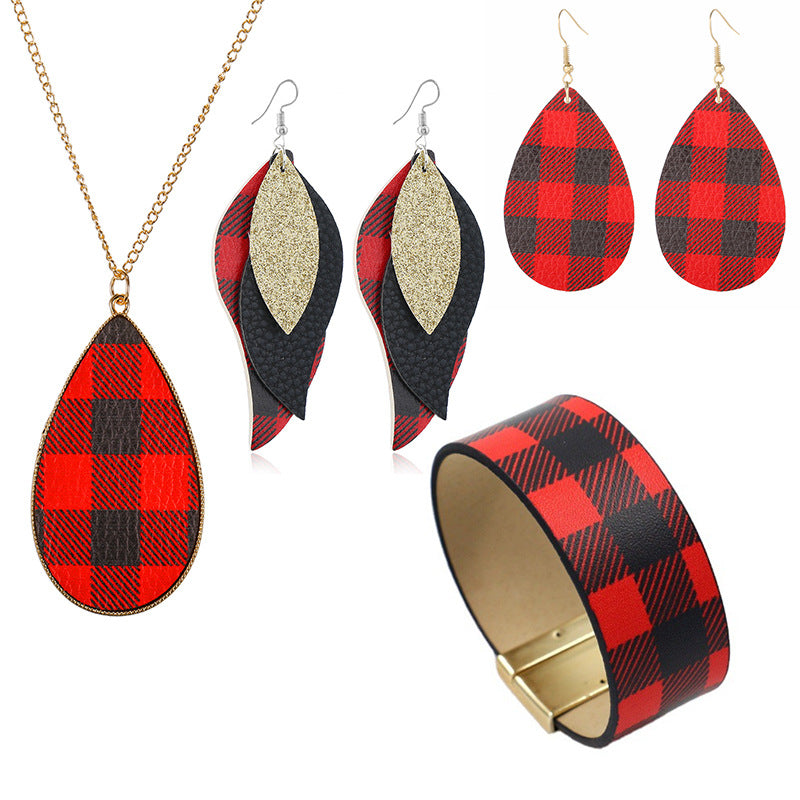 New Christmas Leather Leopard Santa Claus Jewelry Set