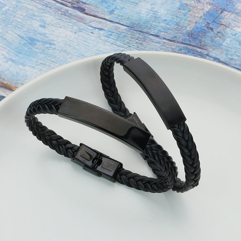 Bracelets de mode en acier et titane pour femmes, hommes et cuir