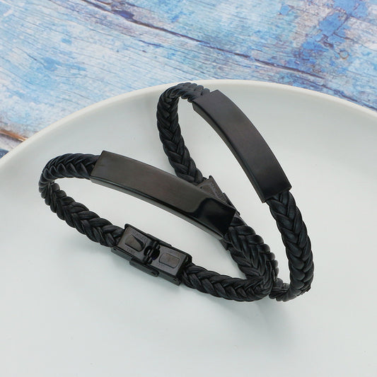 Bracelets de mode en acier et titane pour femmes, hommes et cuir