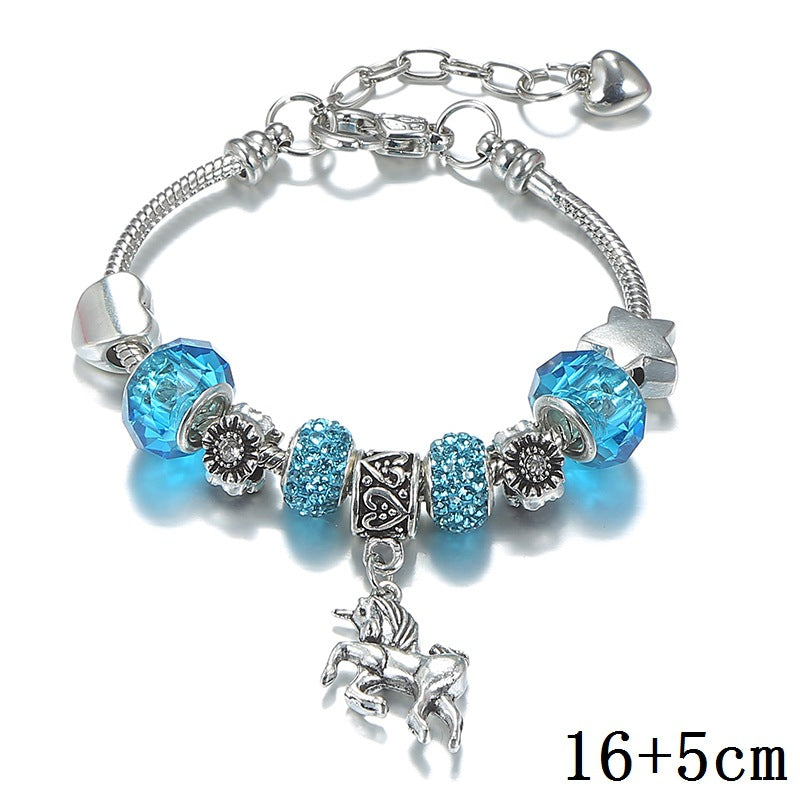 Damen- und Herren-Armbänder mit Kristall-Einhorn-Ornament und Schlange