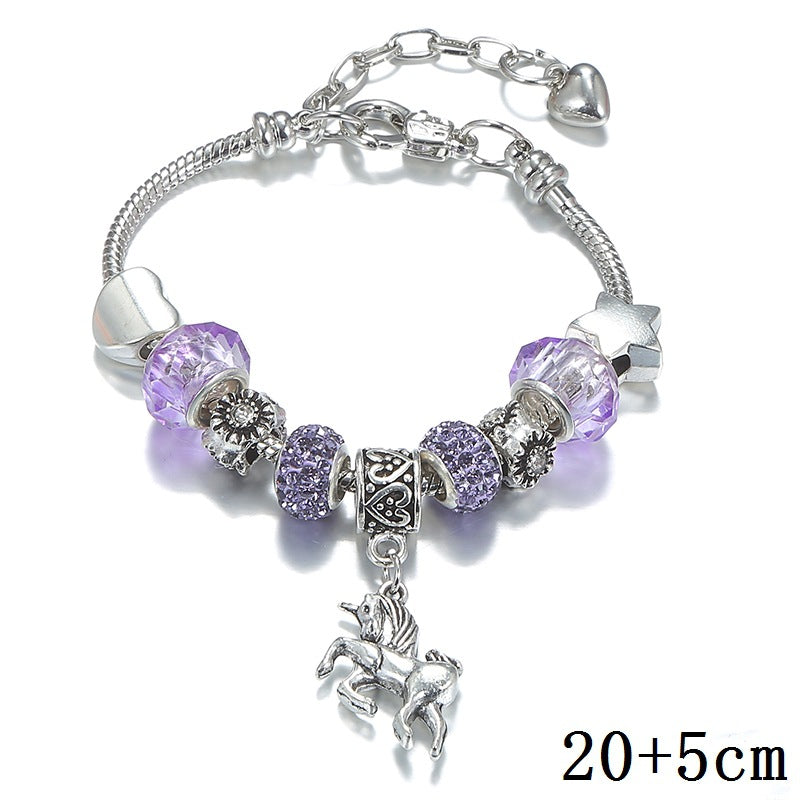 Bracelets à ornement licorne et serpent en cristal pour femmes et hommes