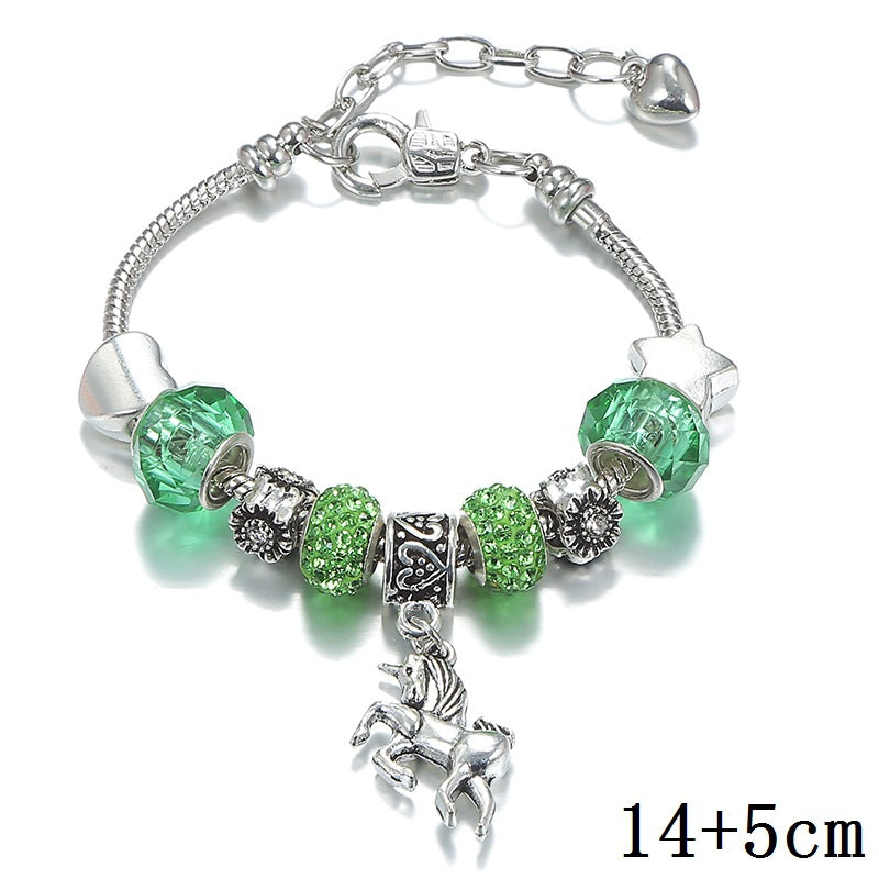 Bracelets à ornement licorne et serpent en cristal pour femmes et hommes