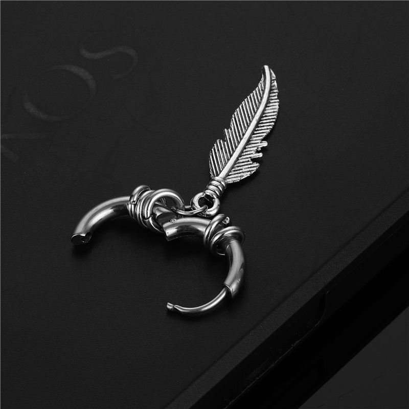 Steel Coil Feather Hipster Street Style Earrings