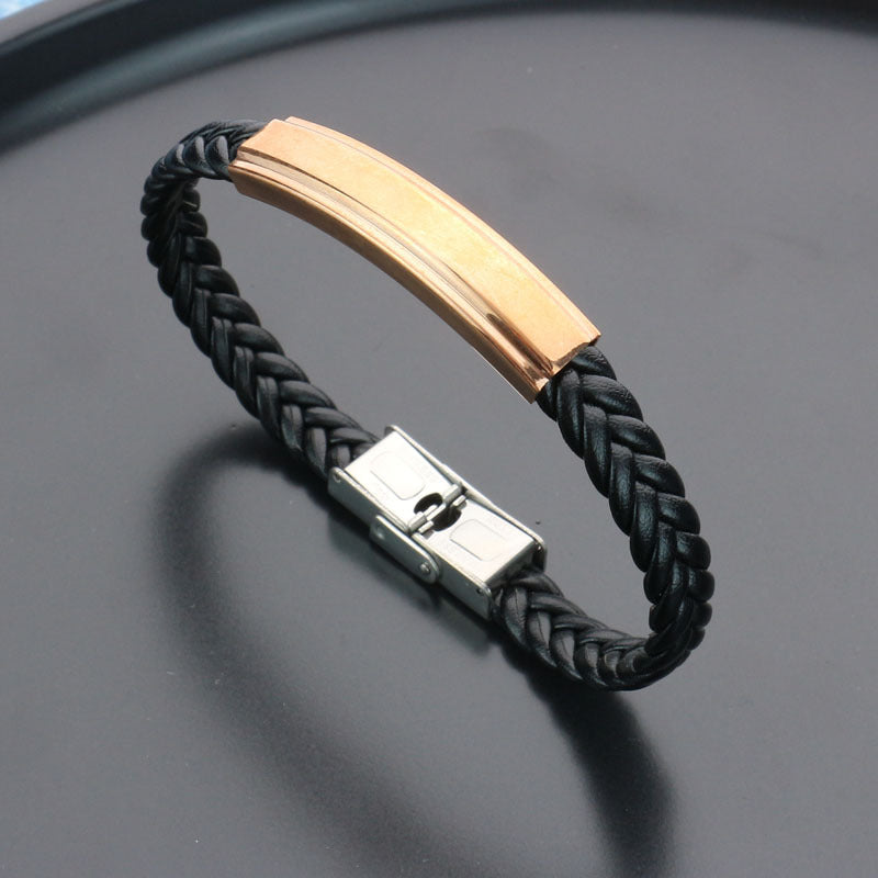 Bracelets de mode en acier et titane pour femmes, hommes et cuir