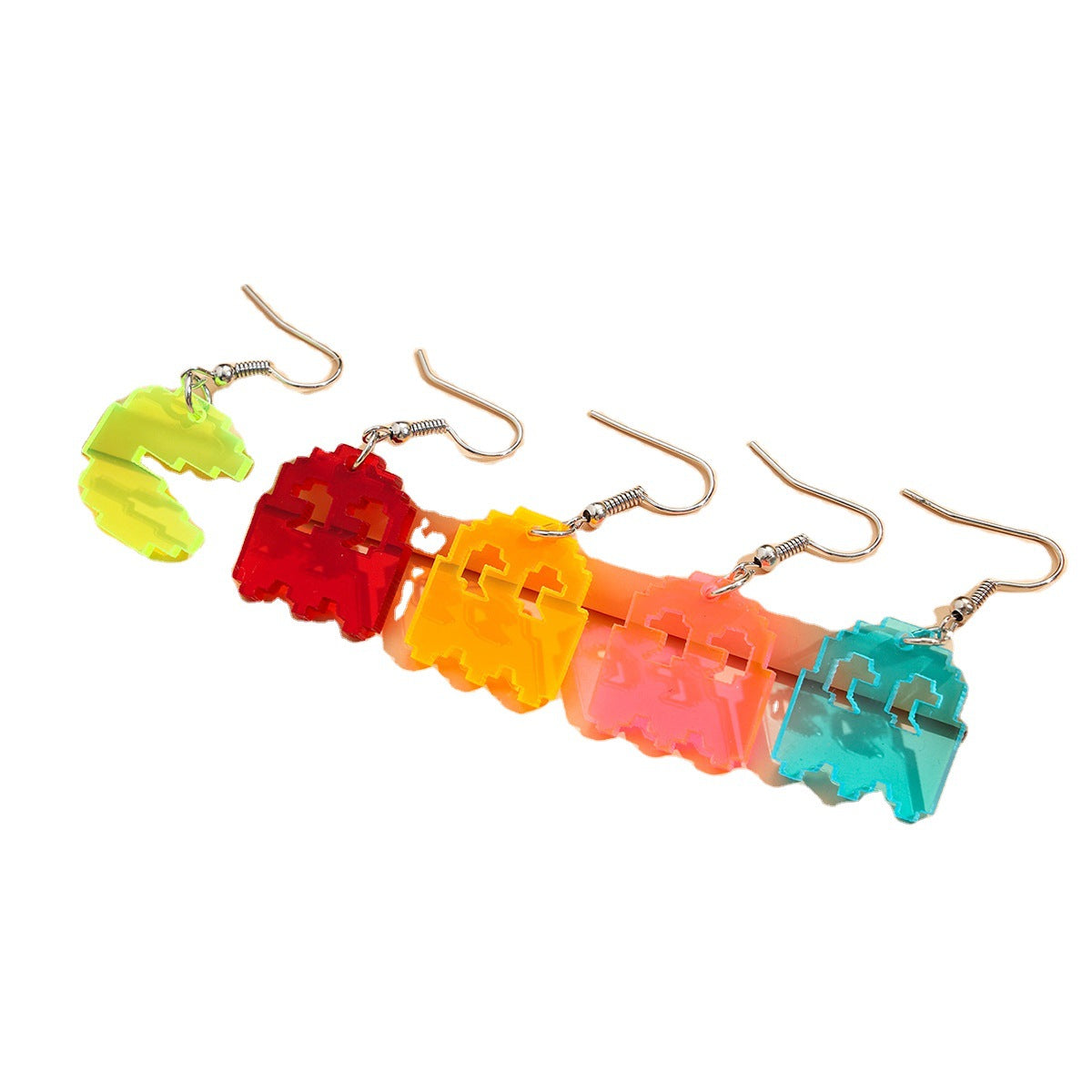 Boucles d'oreilles en acrylique à petit crochet d'oreille pour enfants, couleur fluorescente, dessin animé