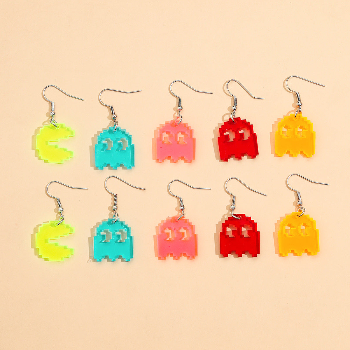 Boucles d'oreilles en acrylique à petit crochet d'oreille pour enfants, couleur fluorescente, dessin animé