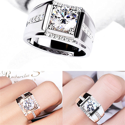 Men's Carbon Diamond Zircon Imitation Moissanite Rose Gold For Rings