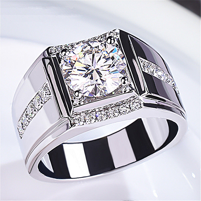 Men's Carbon Diamond Zircon Imitation Moissanite Rose Gold For Rings