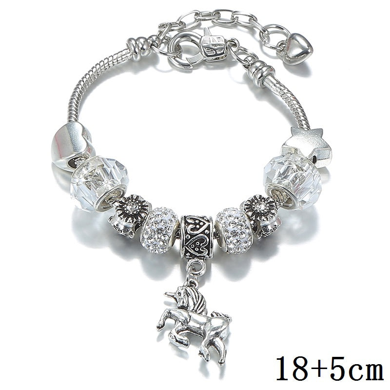 Bracelets à ornement licorne et serpent en cristal pour femmes et hommes