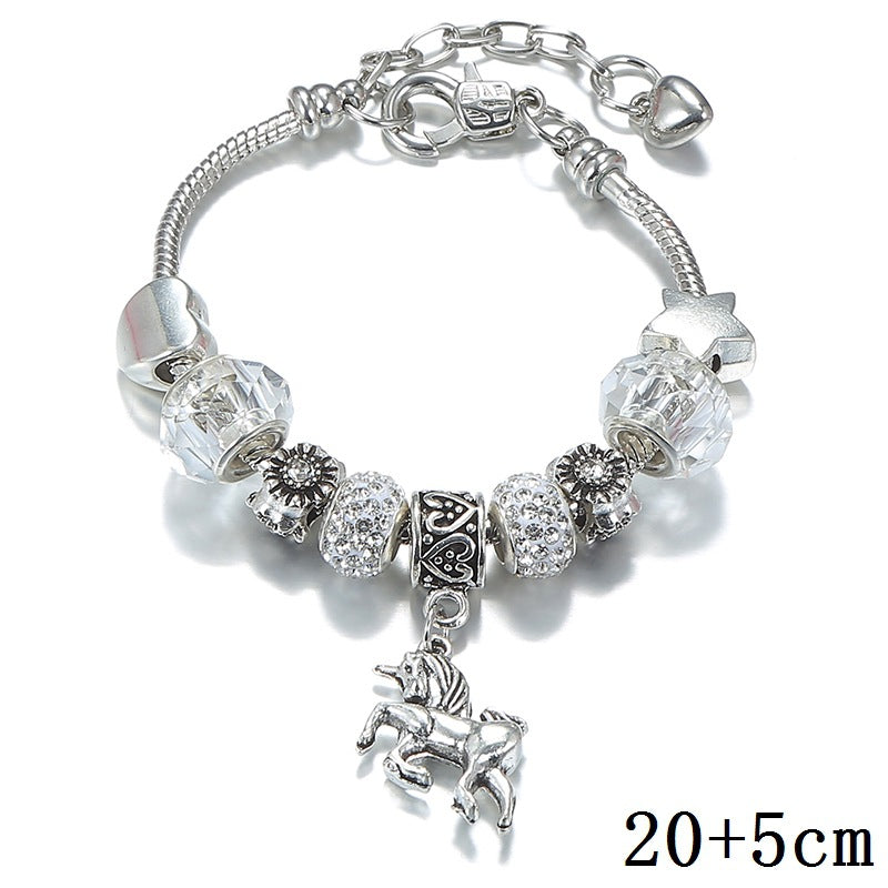 Bracelets à ornement licorne et serpent en cristal pour femmes et hommes