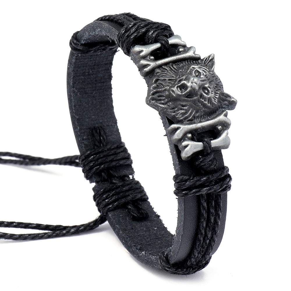 Verzierte Vintage-Armbänder aus geflochtenem Leder