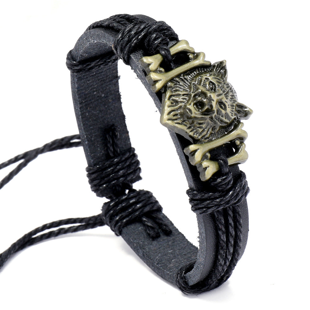 Verzierte Vintage-Armbänder aus geflochtenem Leder