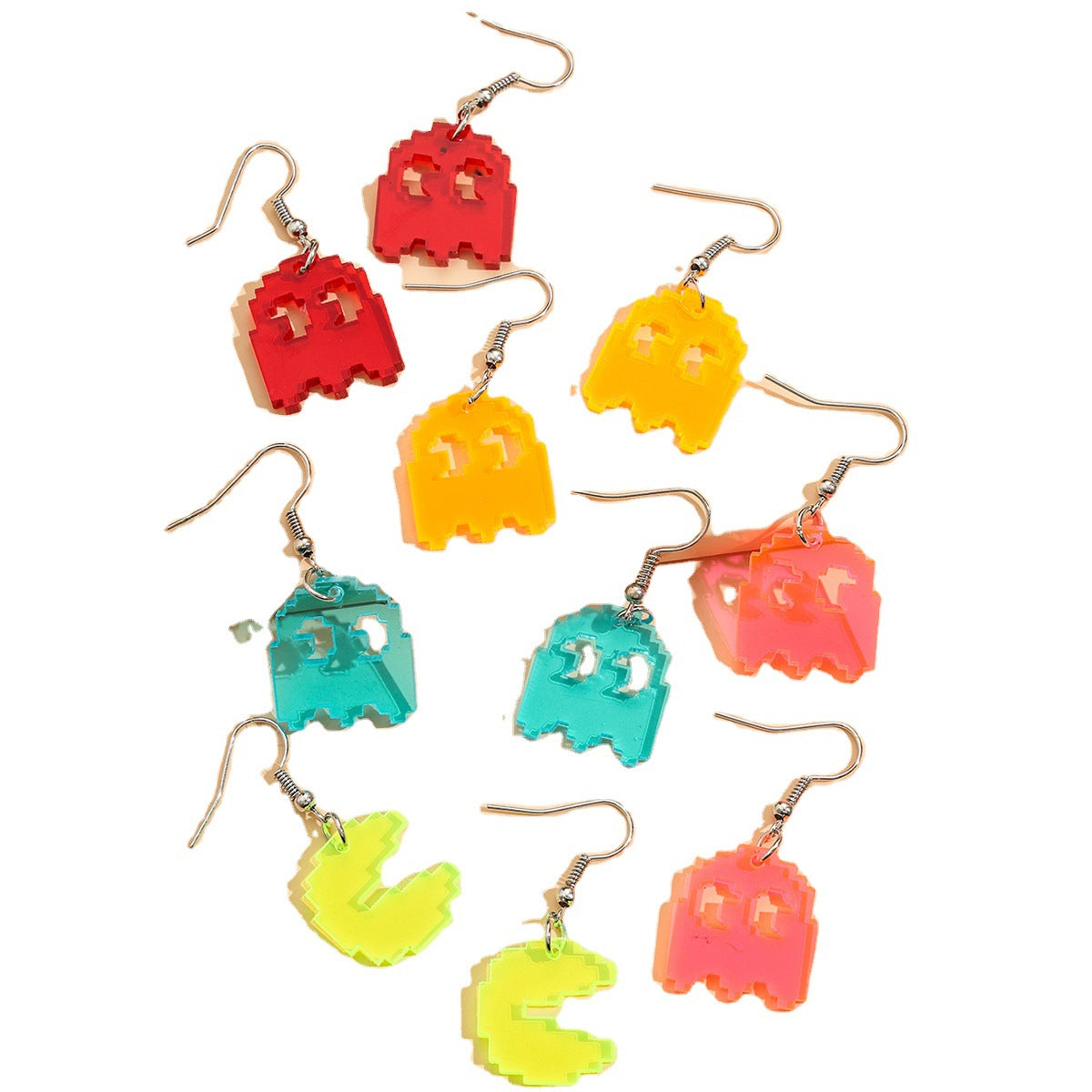 Boucles d'oreilles en acrylique à petit crochet d'oreille pour enfants, couleur fluorescente, dessin animé