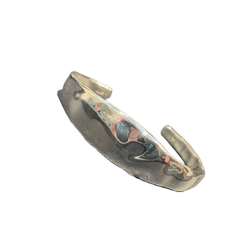 Women's Sier Flat Retro Cold Style Wide Version Bracelet