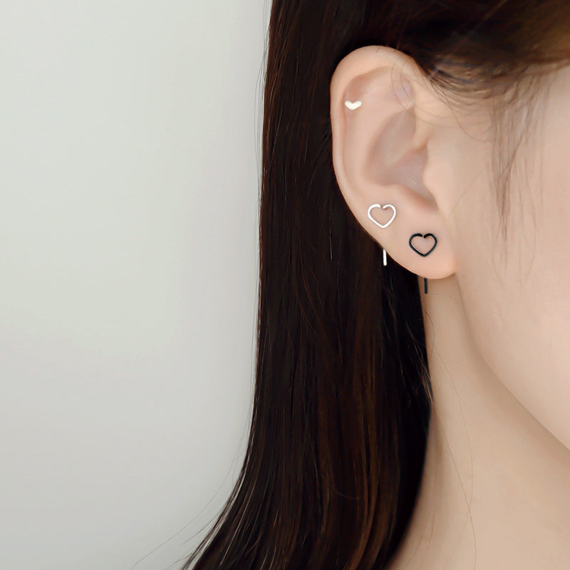 Compact Heart-shaped Eardrops Female Korean Fashion Earrings