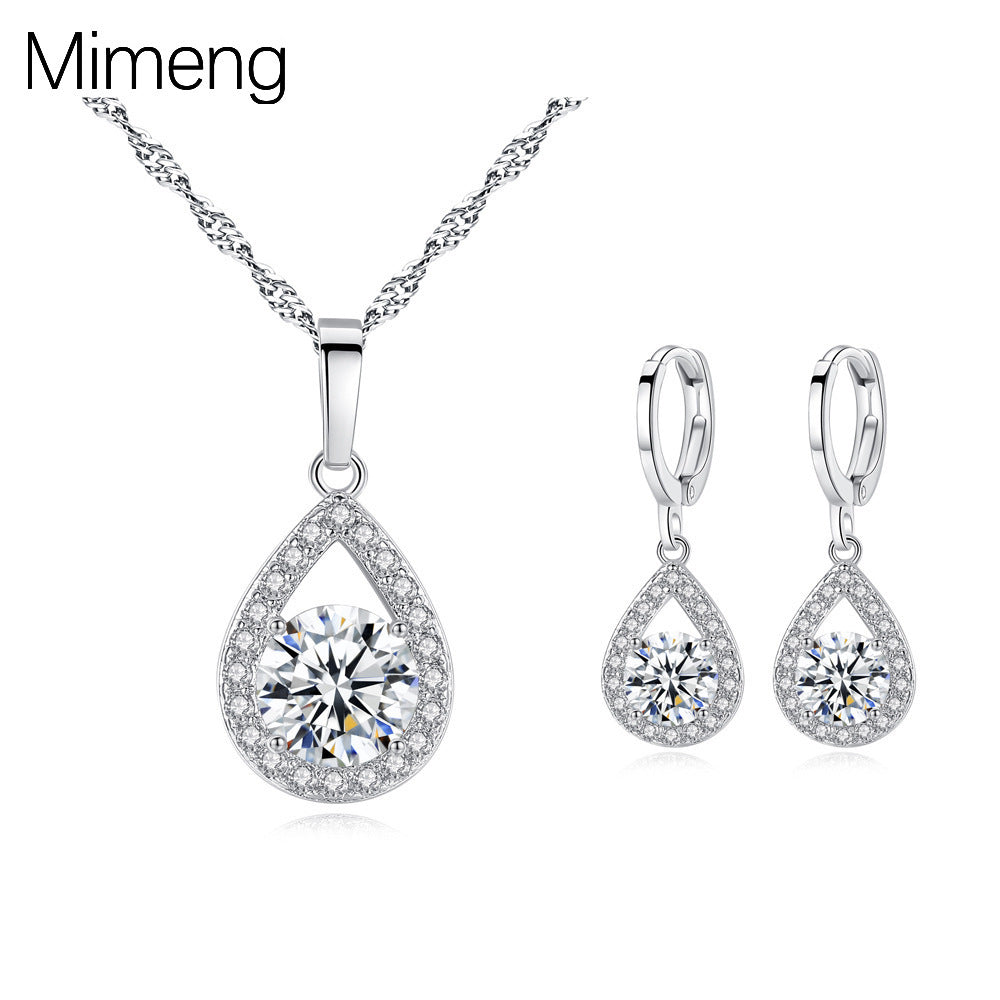 Water Drop Zircon Female Affordable Luxury Fashion High Sense Ear Jewelry Set