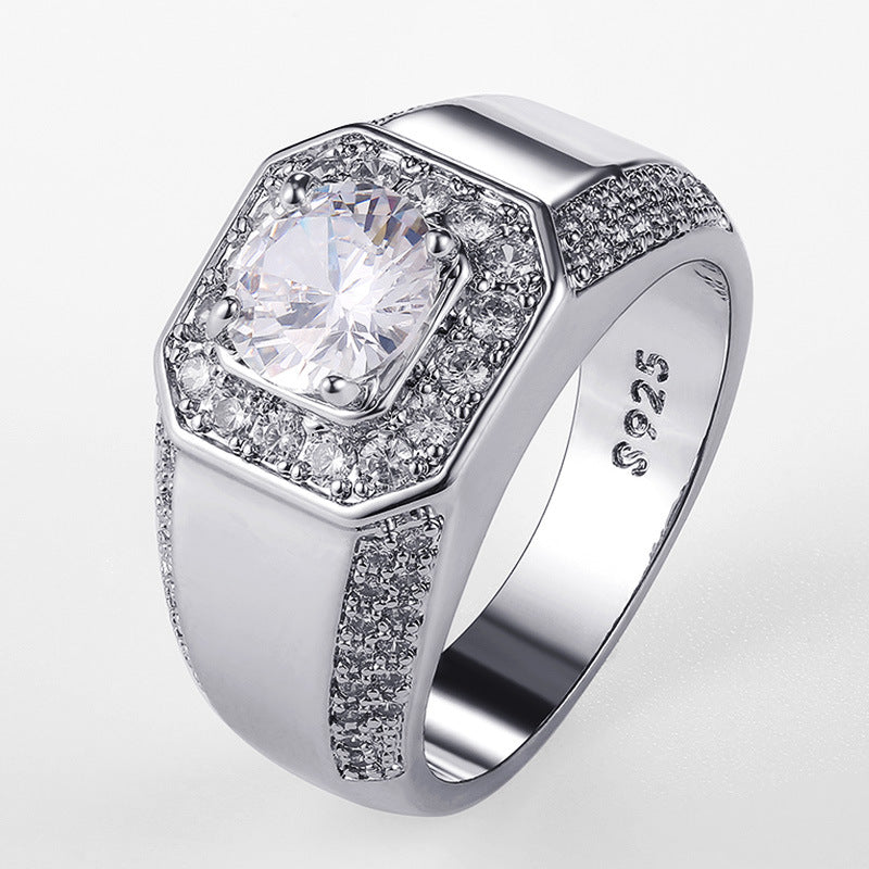 Luxury Exquisite Sier For Male White Gold Plated Rings