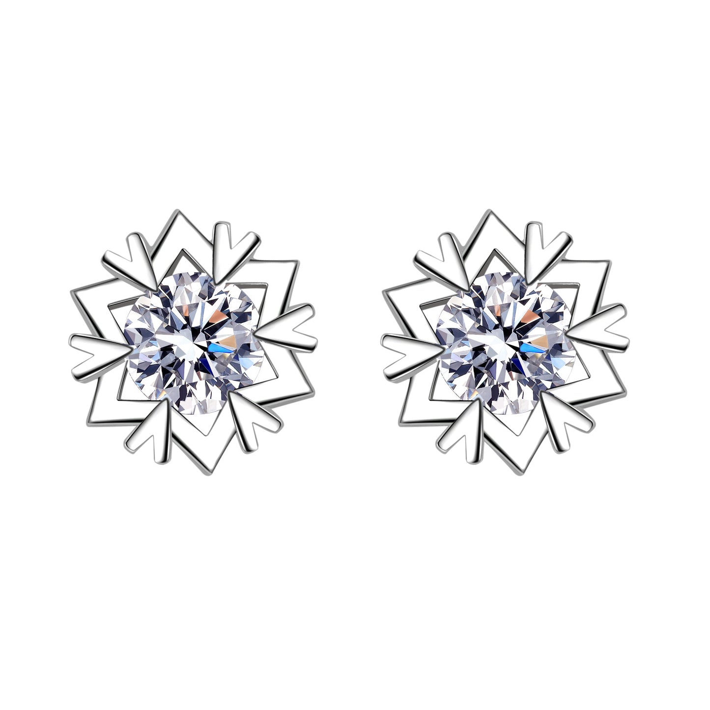 Women's Snowflake Ear Fashion Sier-plated Simple Zircon Earrings