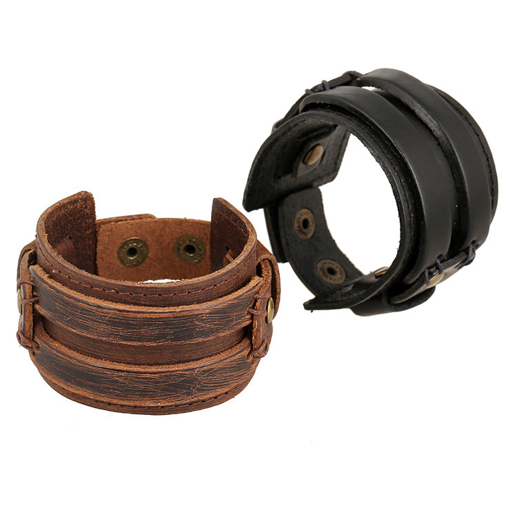 Einfache Armbänder aus Rindsleder im Vintage-Punk-Stil für Herren