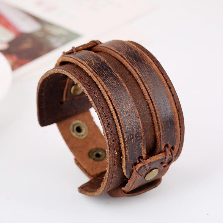 Men's Vintage Punk Style Cattle Leather Simple Bracelets