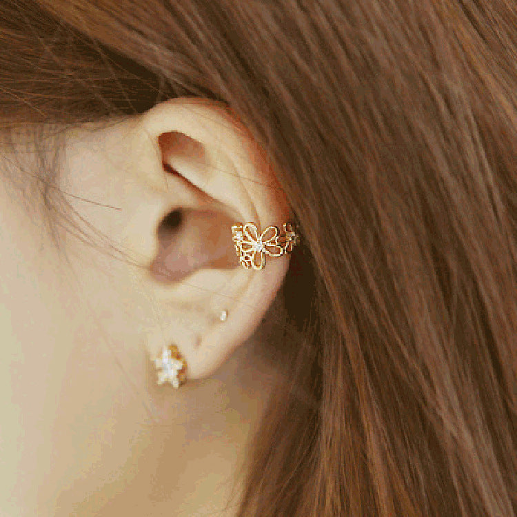 Korean Style Lady Flower Diamond Ears Ear Clip