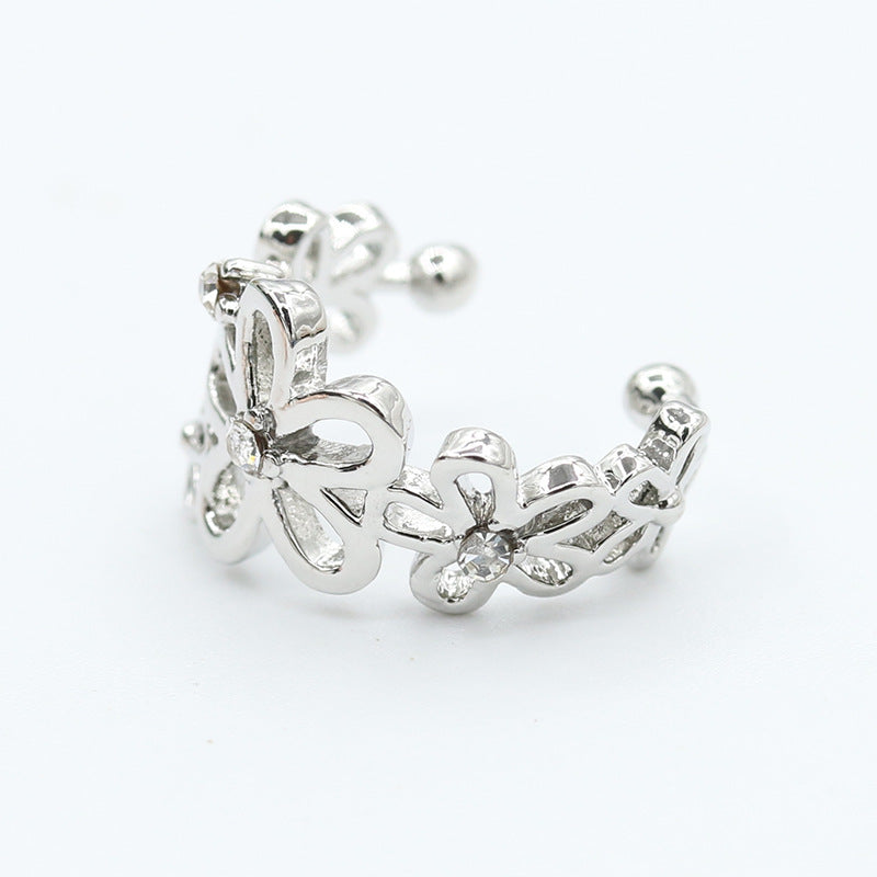 Korean Style Lady Flower Diamond Ears Ear Clip