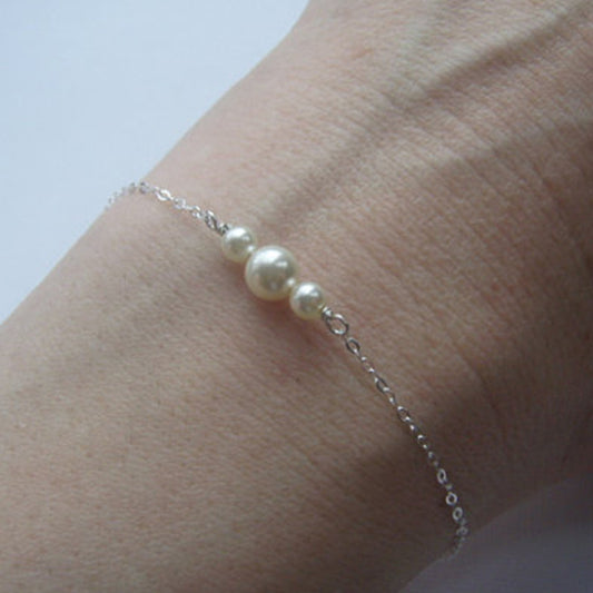 Women's String Beads Pearl White Glossy Simple Bracelets