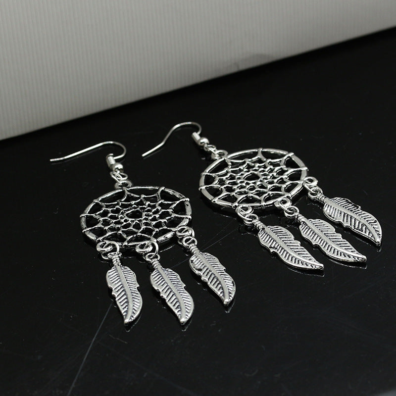 Women's Feather Eardrops Pu Popular Hollow Earrings