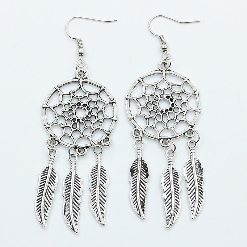 Women's Feather Eardrops Pu Popular Hollow Earrings