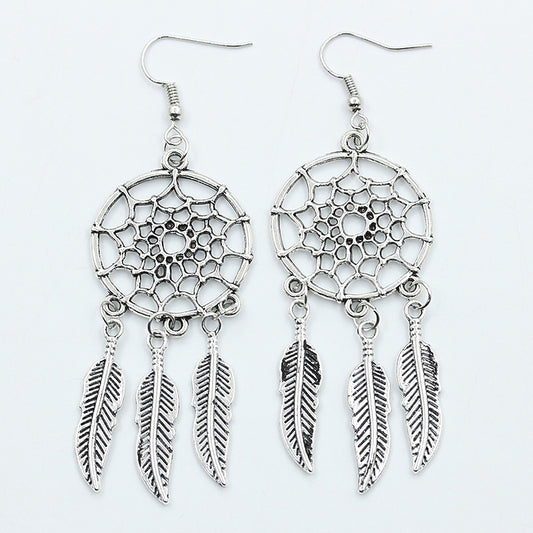 Women's Feather Eardrops Pu Popular Hollow Earrings