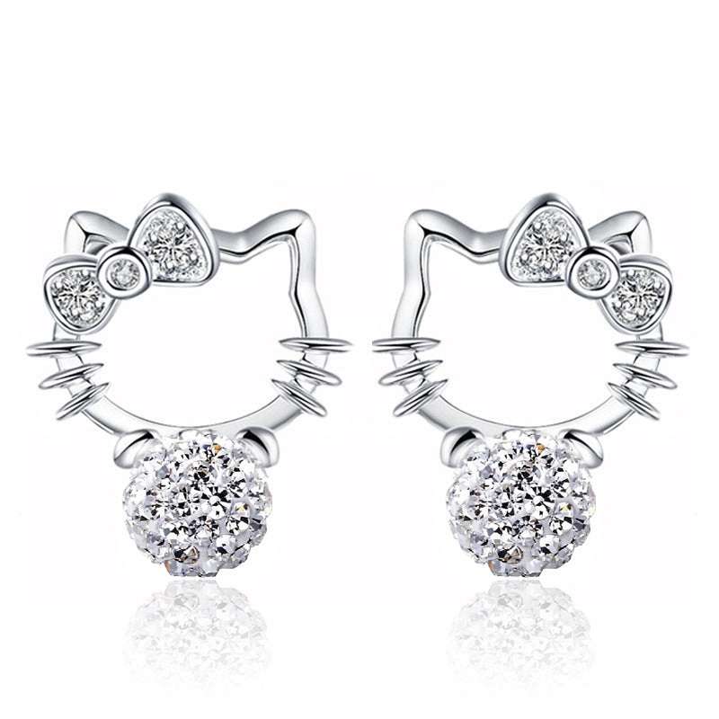 Boucles d'oreilles entièrement serties de bijoux pour femmes, Style plaqué argent