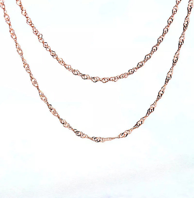 Ornament Sier Rose Gold Plated Water Wave Chain Necklaces