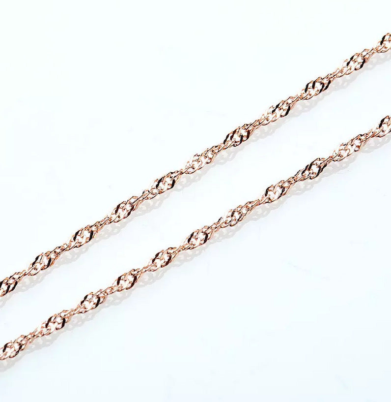 Ornament Sier Rose Gold Plated Water Wave Chain Necklaces