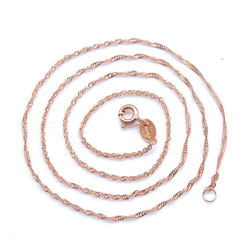 Ornament Sier Rose Gold Plated Water Wave Chain Necklaces