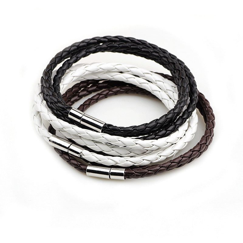 Women's Woven Twisted Brass Buckle Foreign Leather Bracelets