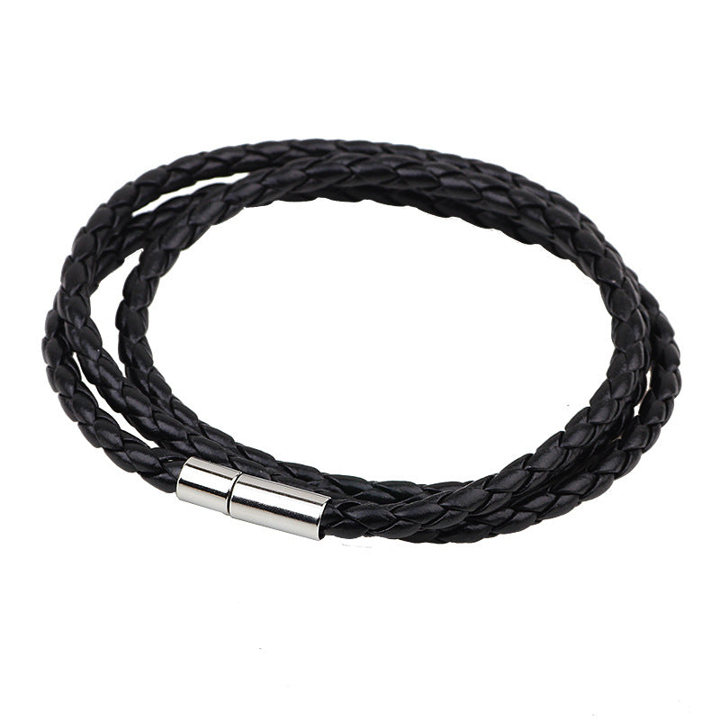 Women's Woven Twisted Brass Buckle Foreign Leather Bracelets