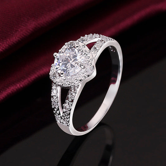 Women's Durable Fashion Heart-shaped Love Zircon Rings