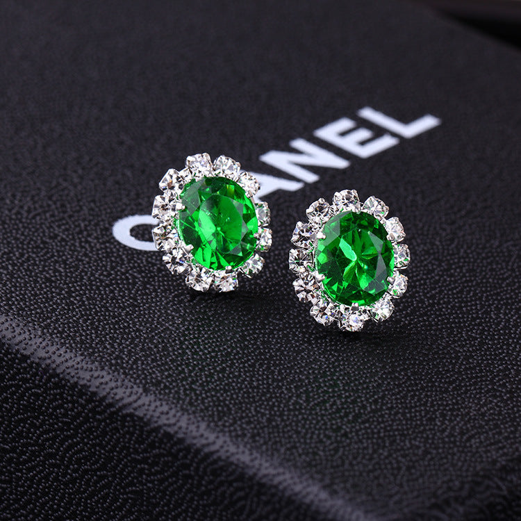 Oval Creative Fashion Rhinestone Shining Diamond Earrings