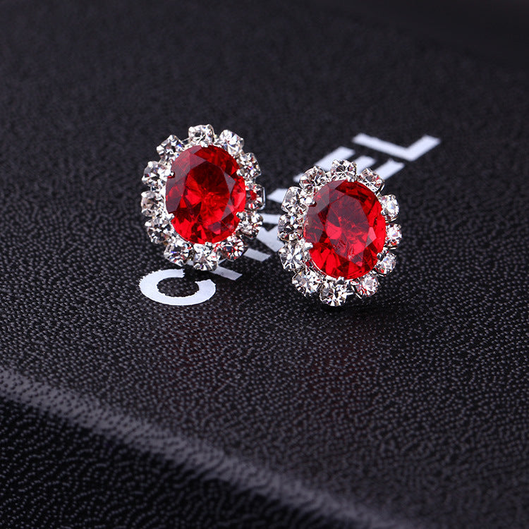 Oval Creative Fashion Rhinestone Shining Diamond Earrings