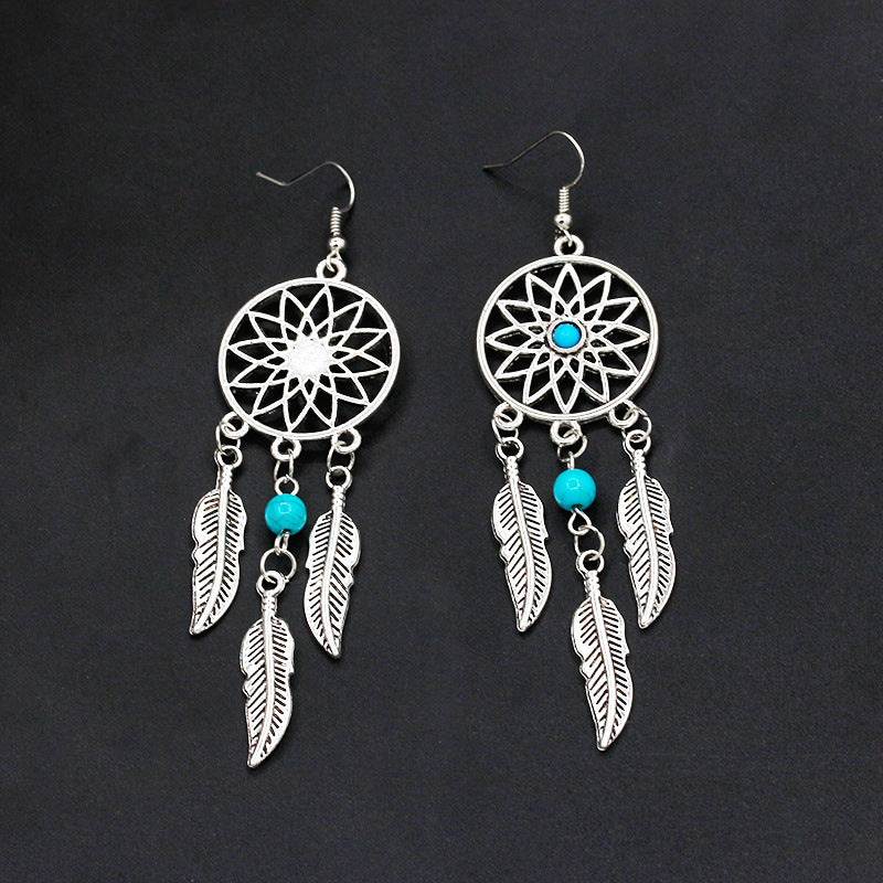 Women's Feather Eardrops Pu Popular Hollow Earrings